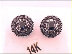14kt White Gold Womens Color Enhanced Black Diamond Stud Earrings 2.00 Cttw