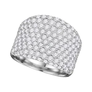 14kt White Gold Womens Round Pave-set Diamond Wide Fashion Band Ring 3-7/8 Cttw