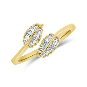14KY Diamond Leaf Crossover Ring