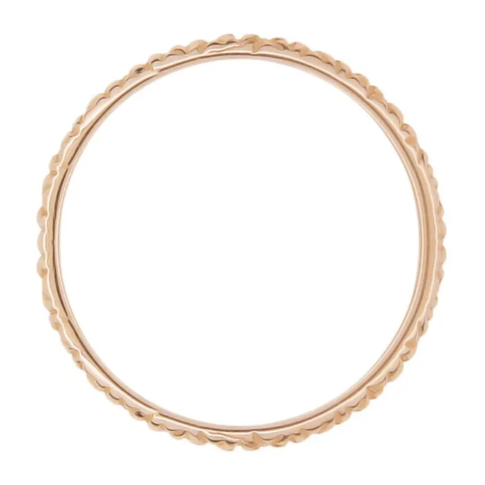 1950's Mid Century Geometric Carved 1.9mm Wide Thin Wedding Band in 14 Karat Rose Gold