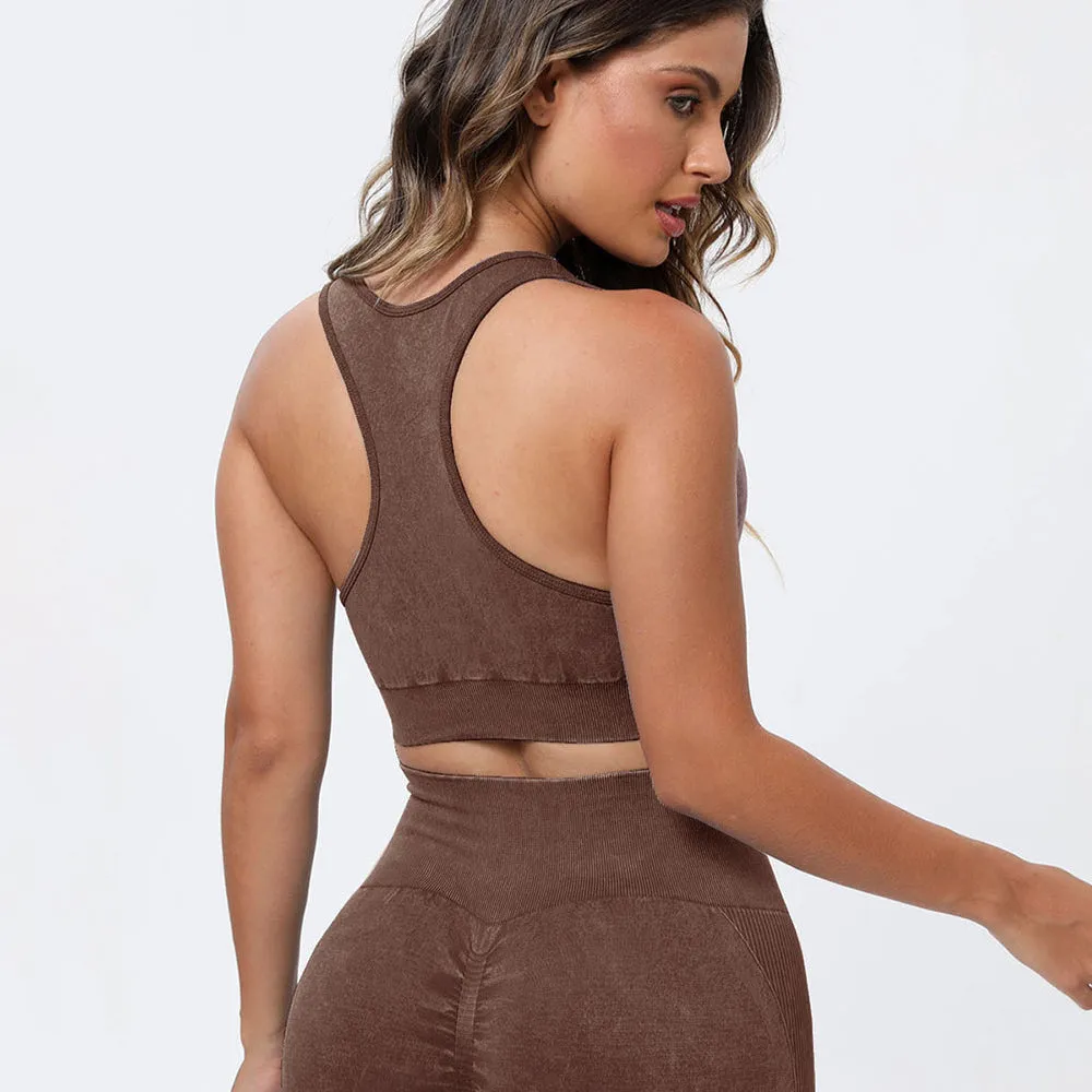 3 Piece Washed Square Neck Wide Strap Active Set