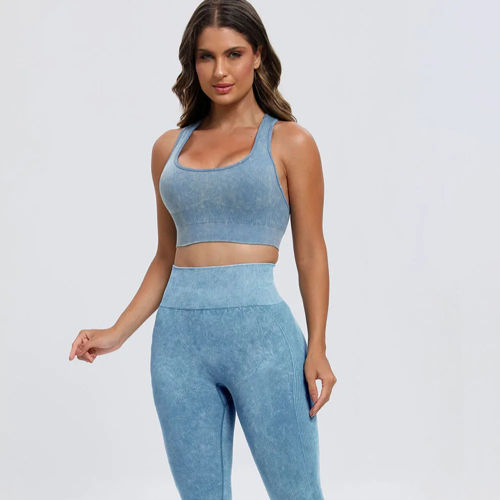 3 Piece Washed Square Neck Wide Strap Active Set