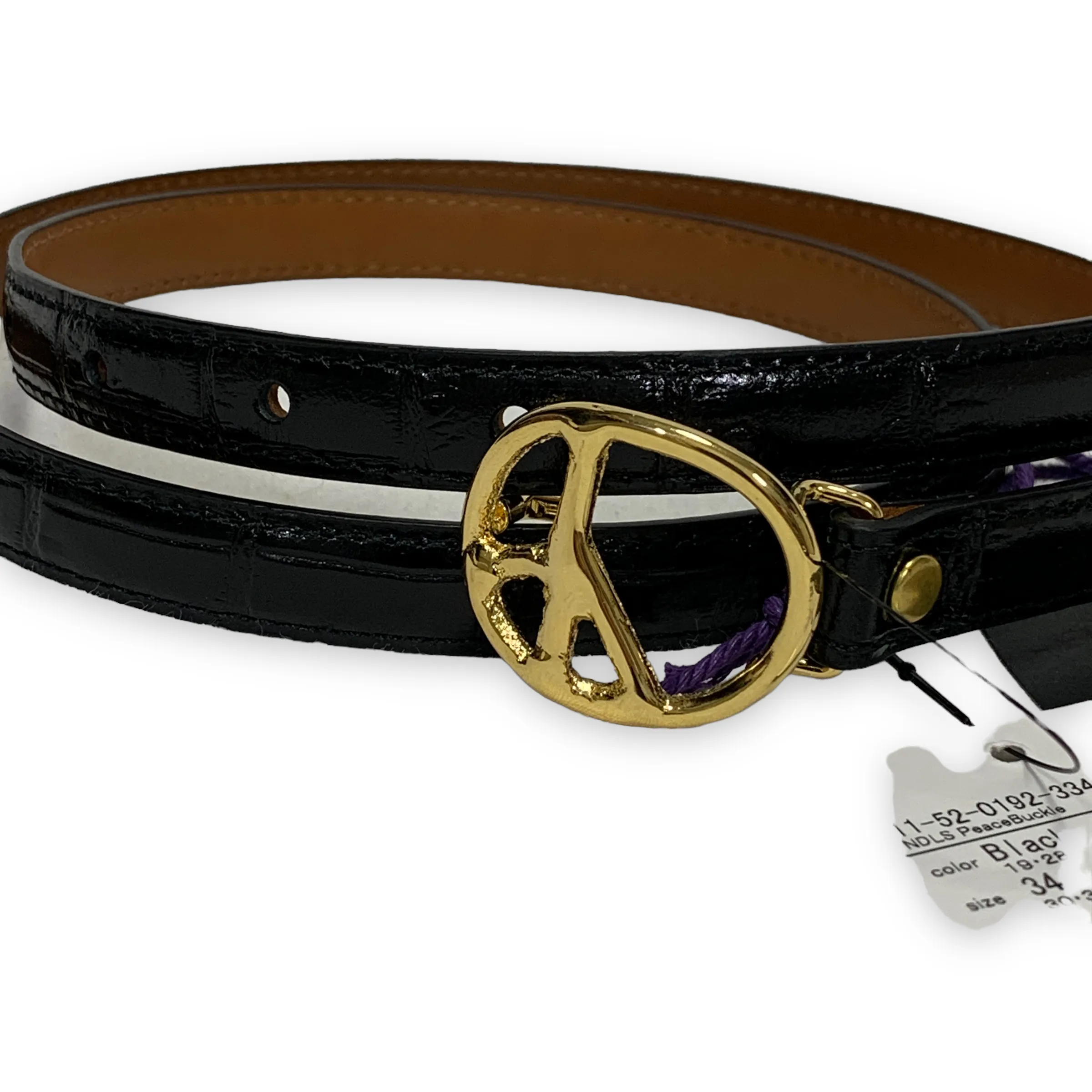 [30~34] DS! Needles Peace Buckle Narrow Belt Crocodile Embossed Leather