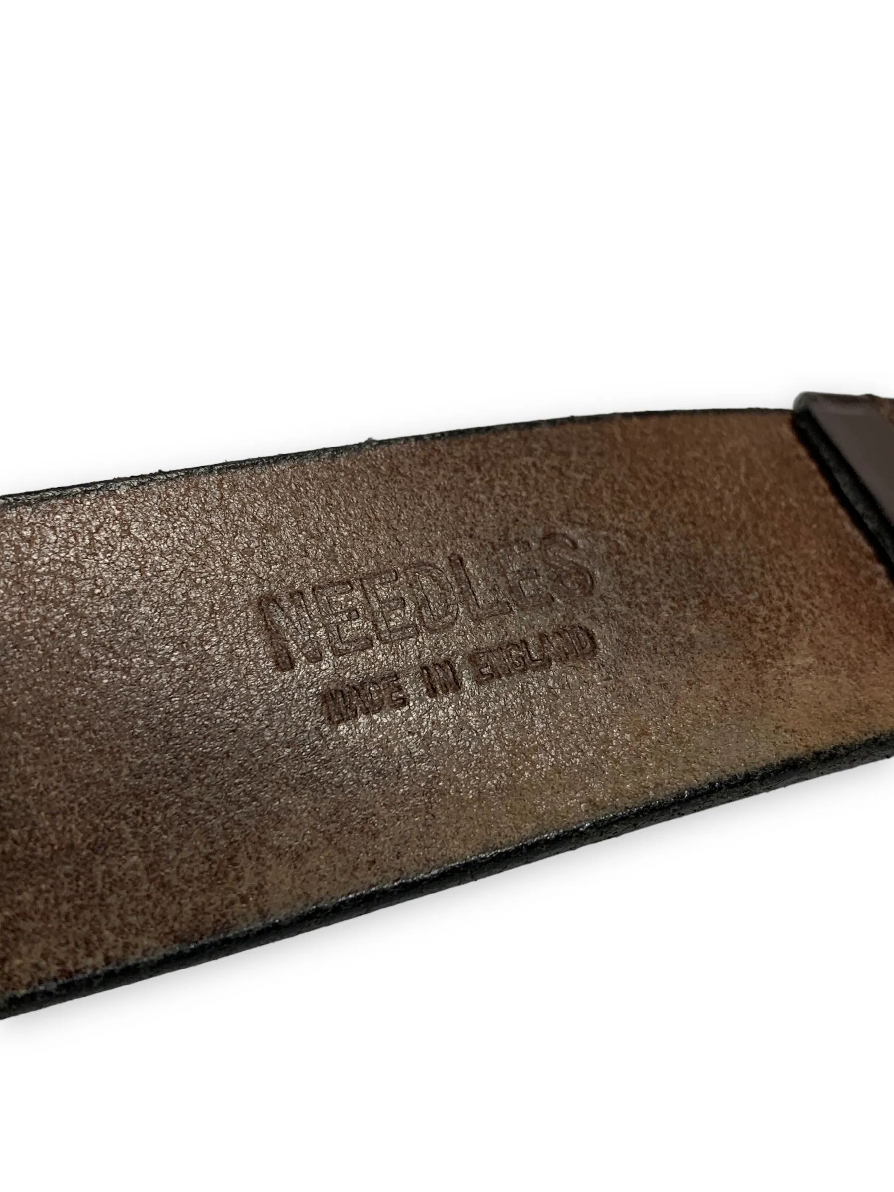 [32] Needles Leather Brass Buckle Made In England Belt Brown