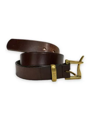 [32] Needles Leather Brass Buckle Made In England Belt Brown