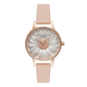 3D Daisy Midi Dial Nude Peach and Rose Gold Watch