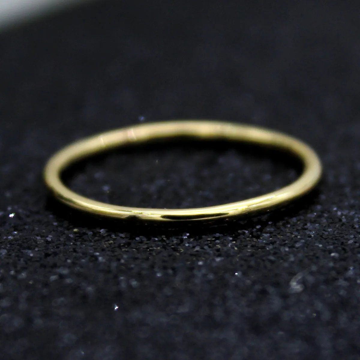 9kt 1MM Thin Yellow Gold Wedding Band Dainty Stacking Ring