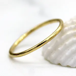 9kt 1MM Thin Yellow Gold Wedding Band Dainty Stacking Ring