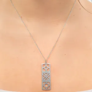 A Tea Leaf - Necklace - Retro Breezeblocks (Silver) #ATL-N-256-STA