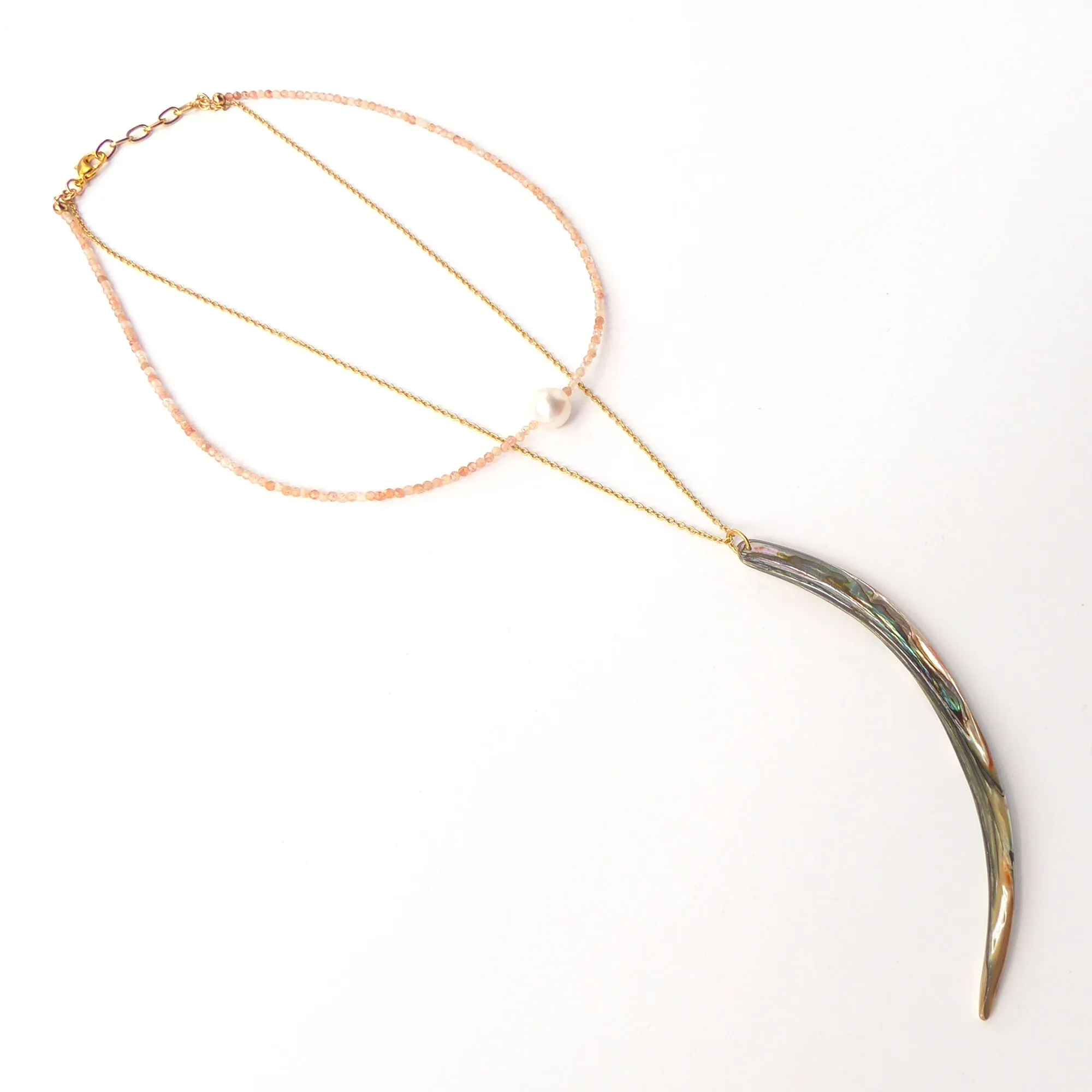 Abalone and sunstone necklace