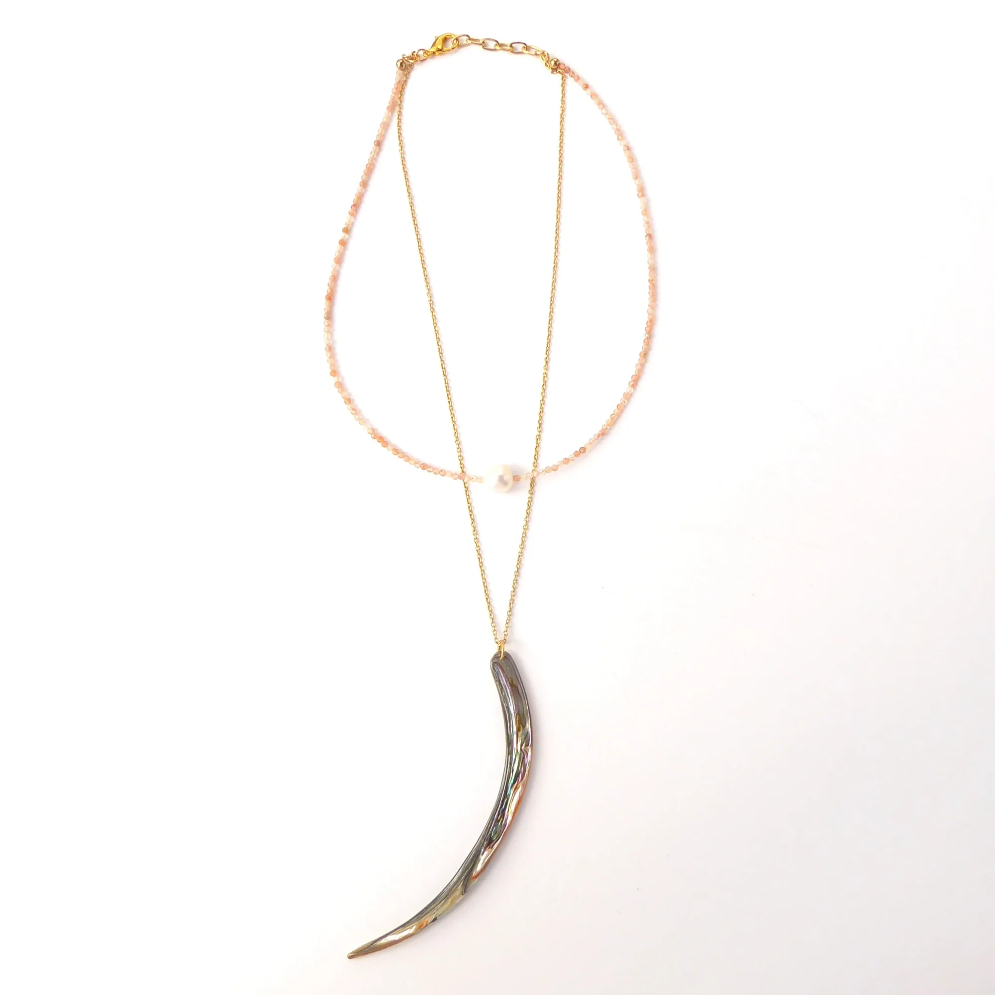 Abalone and sunstone necklace
