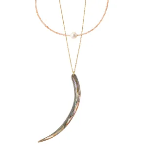 Abalone and sunstone necklace