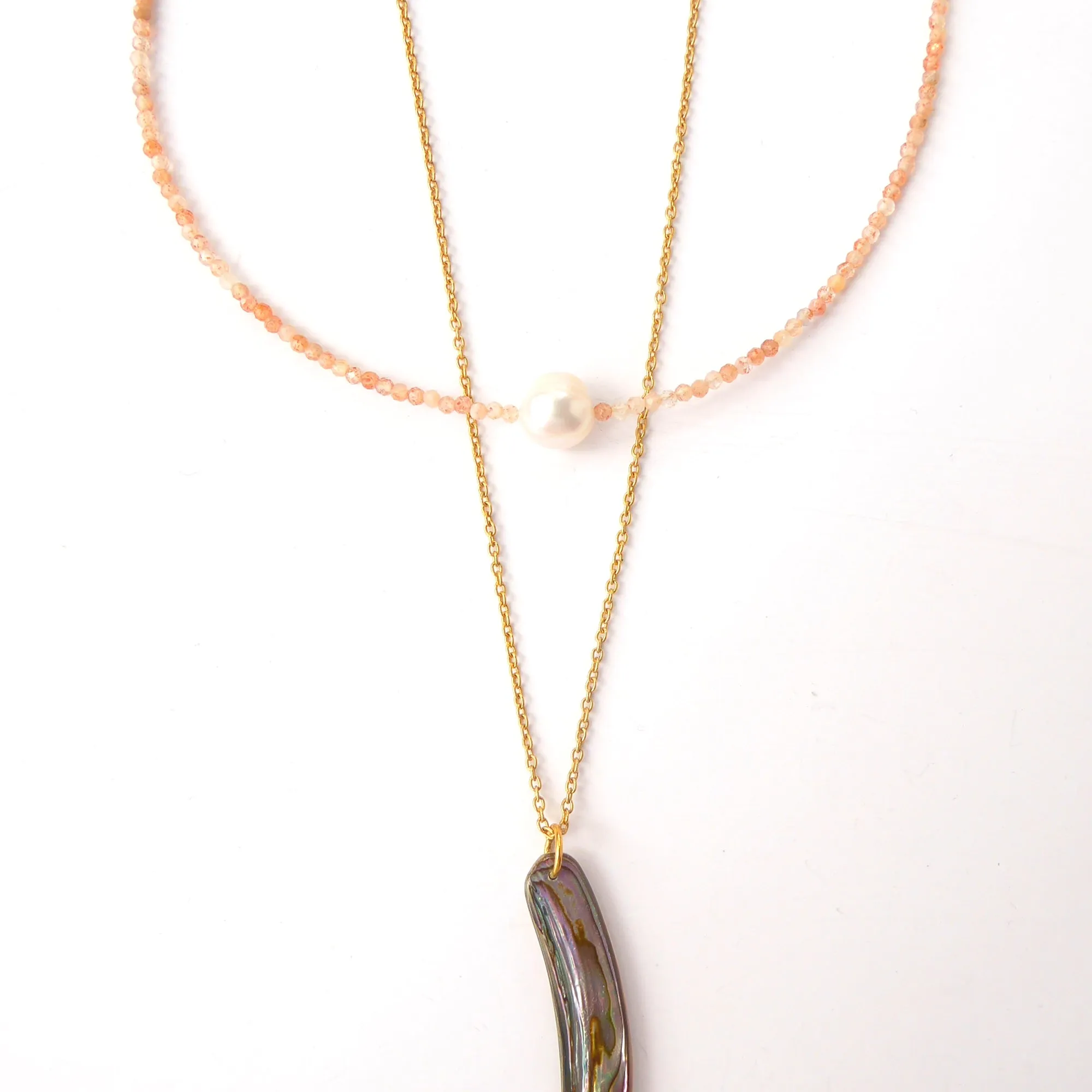 Abalone and sunstone necklace