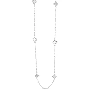 Absolute Silver Clover Long Length Necklace - Mother Of Pearl