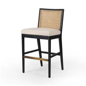 Antonia Cane Armless Bar Chair, Brushed Ebony/Savile Flax
