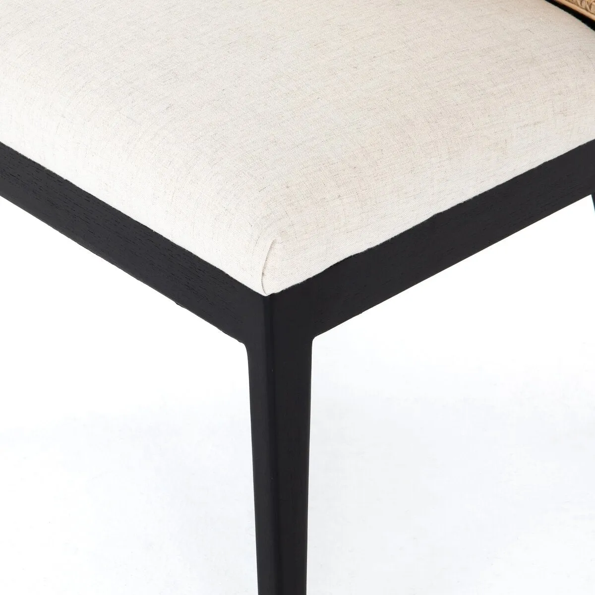 Antonia Cane Armless Dining Chair, Brushed Ebony/Savile Flax