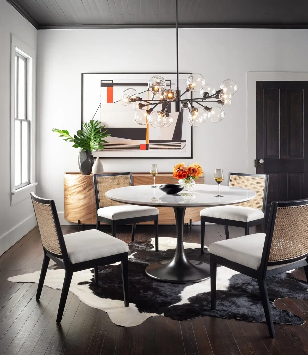 Antonia Cane Armless Dining Chair, Brushed Ebony/Savile Flax