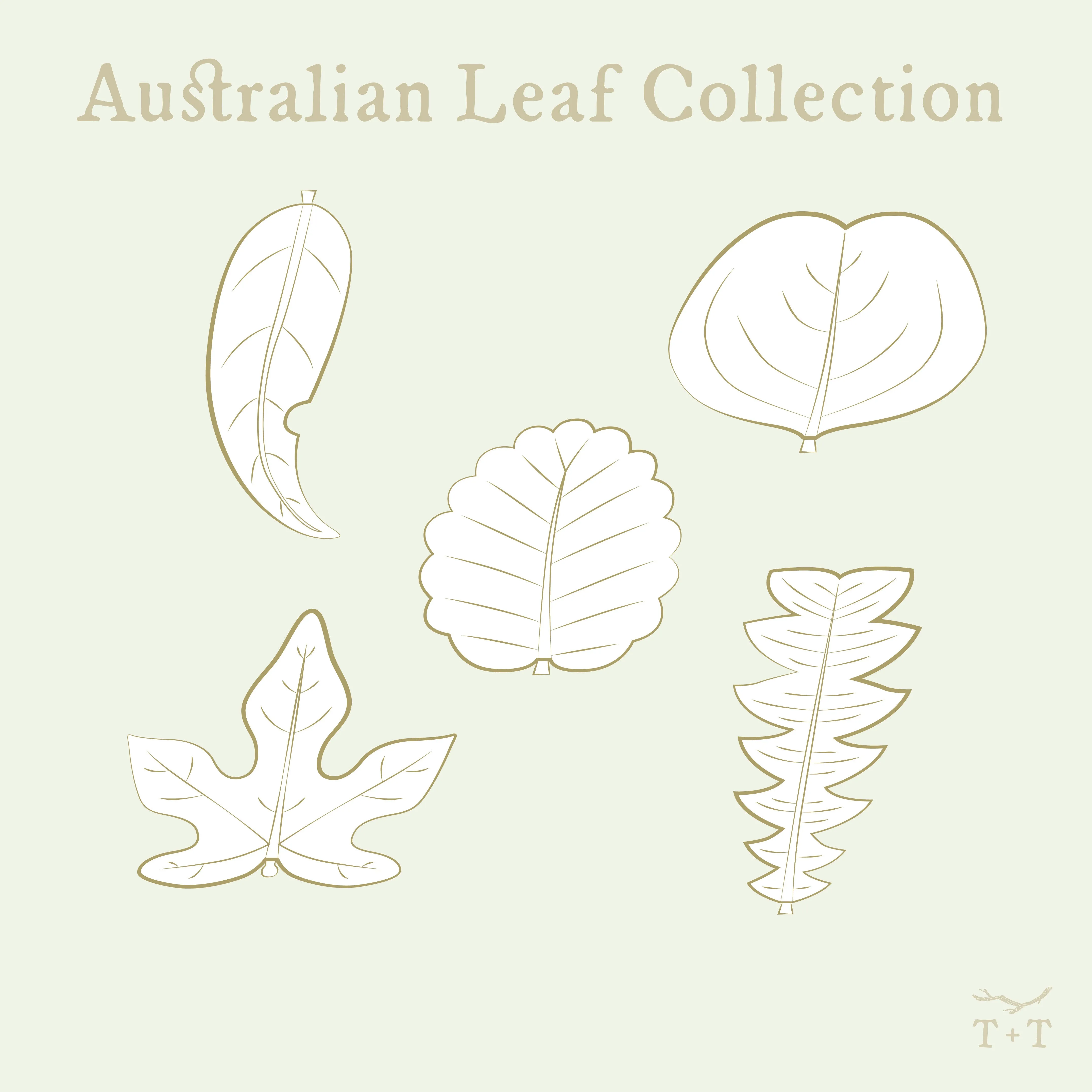 Australian Leaf Sewing Patterns BUNDLE ~  5 leaf shapes in ALL sizes