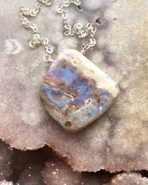Australian Opal Pendant Necklace Sterling Silver