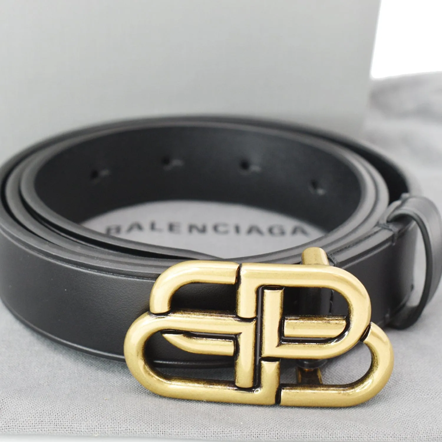 BALENCIAGA BB Leather Belt Black