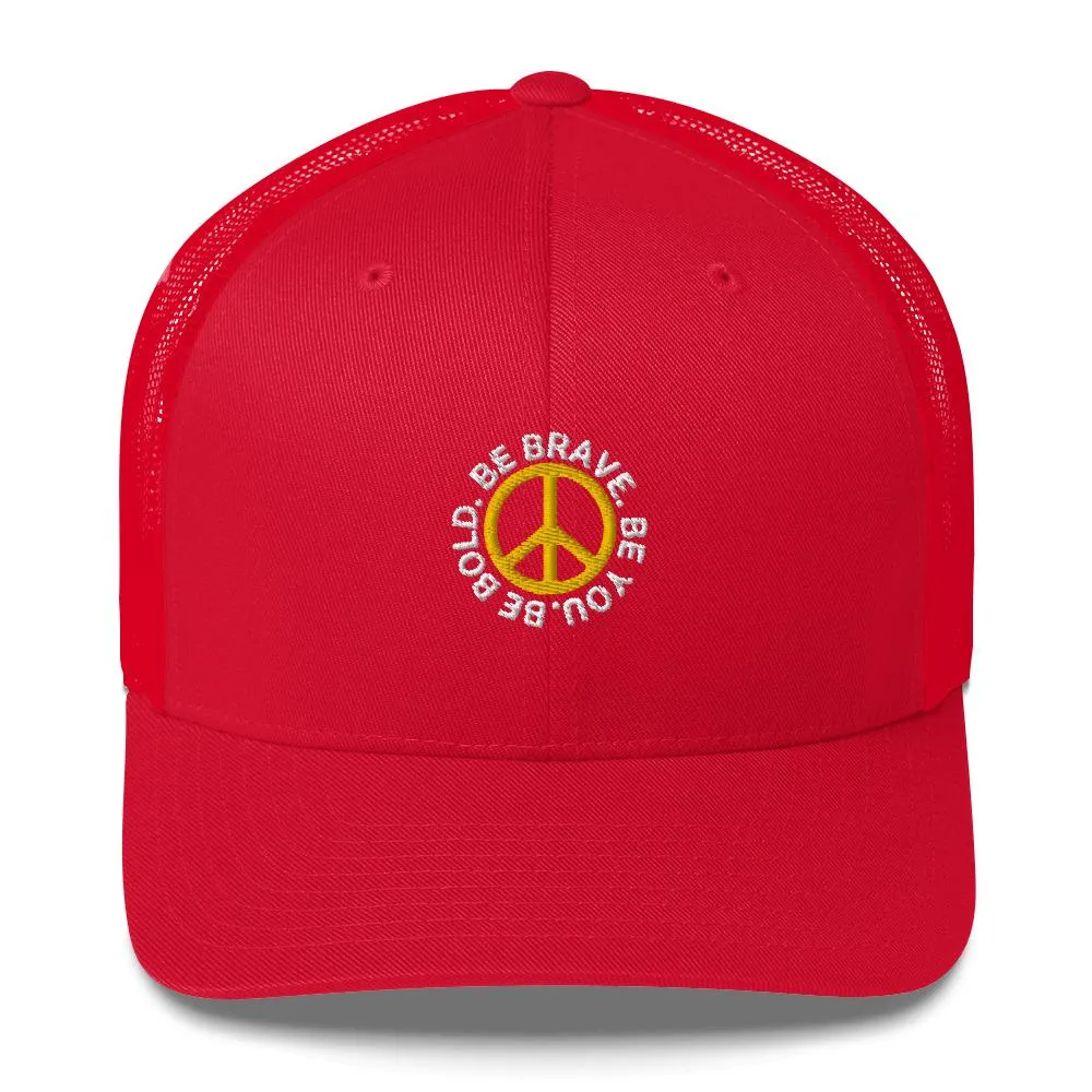 BE BOLD BRAVE YOU Inspirational Custom Embroidered 6-Panel Trucker Hat