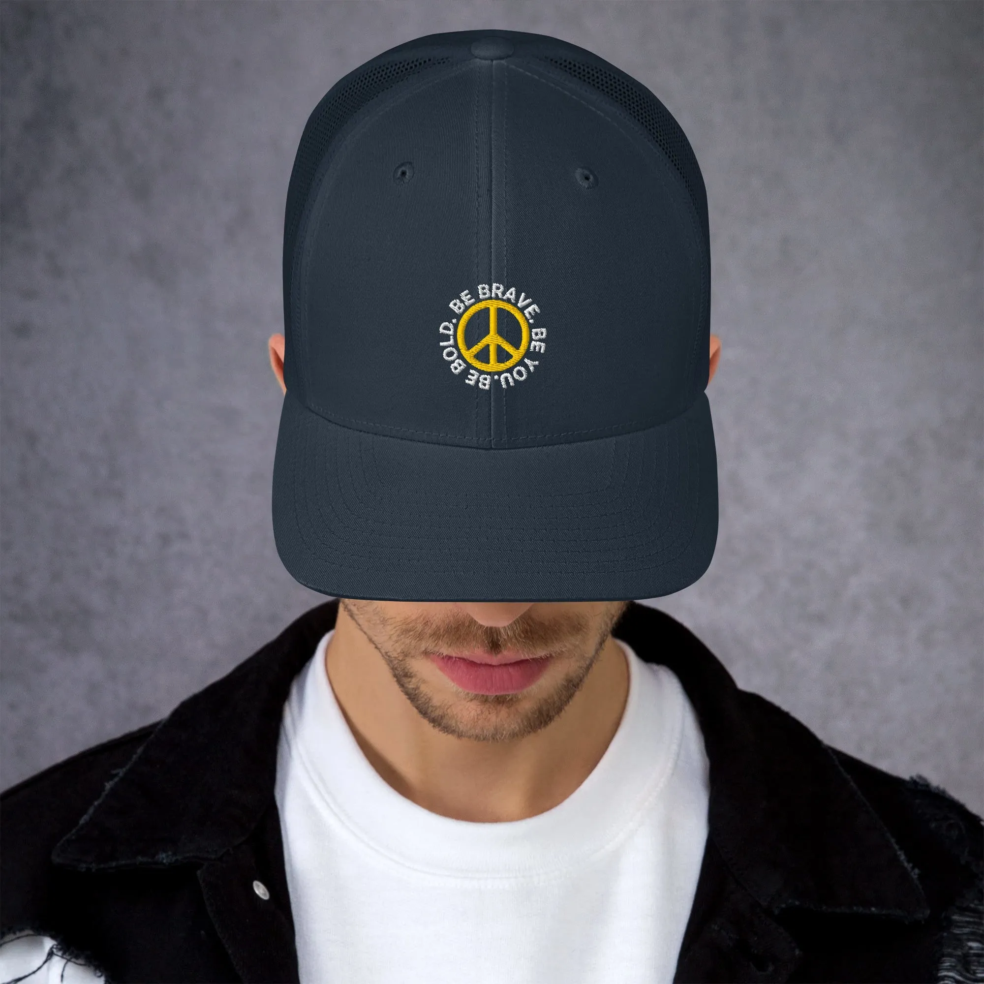 BE BOLD BRAVE YOU Inspirational Custom Embroidered 6-Panel Trucker Hat