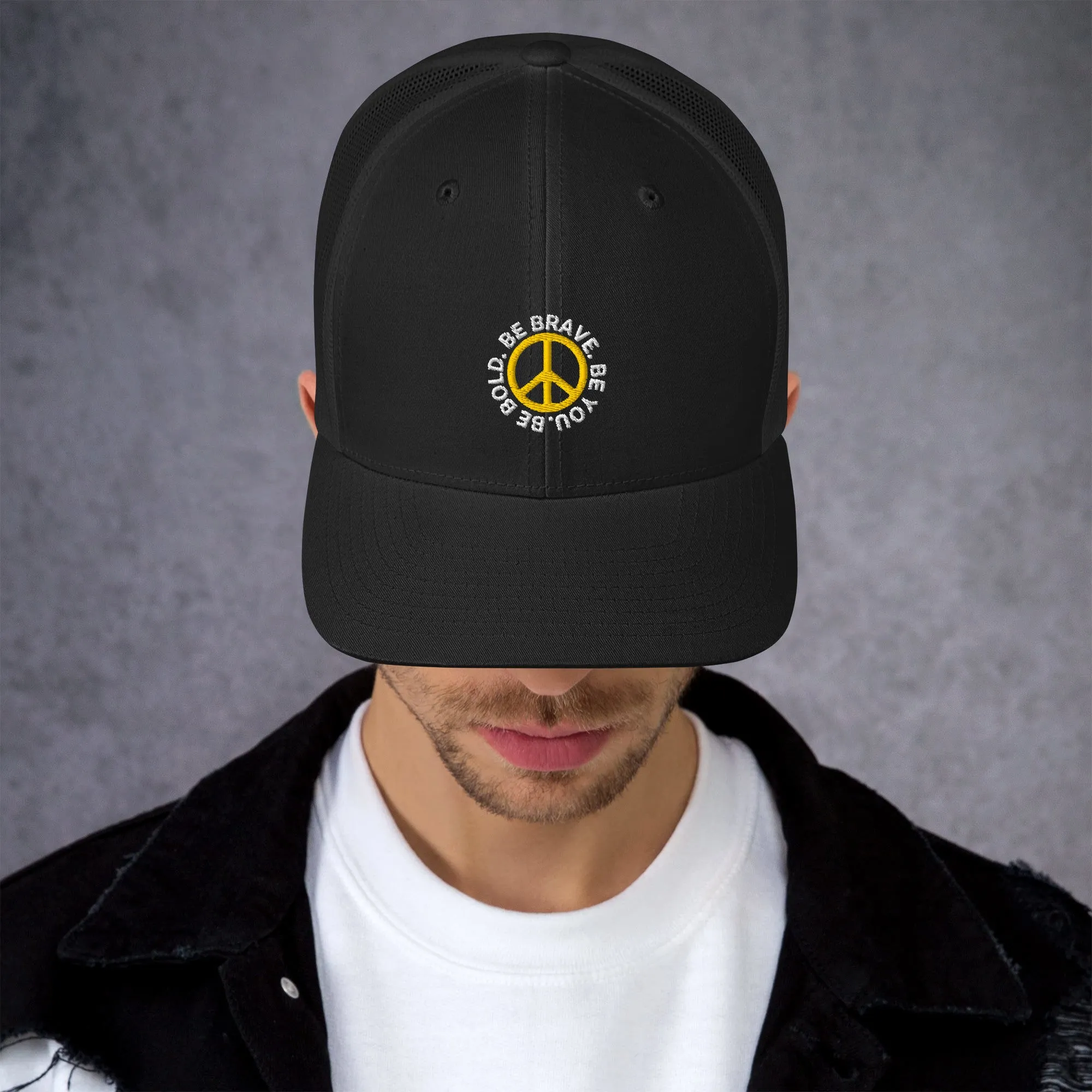 BE BOLD BRAVE YOU Inspirational Custom Embroidered 6-Panel Trucker Hat