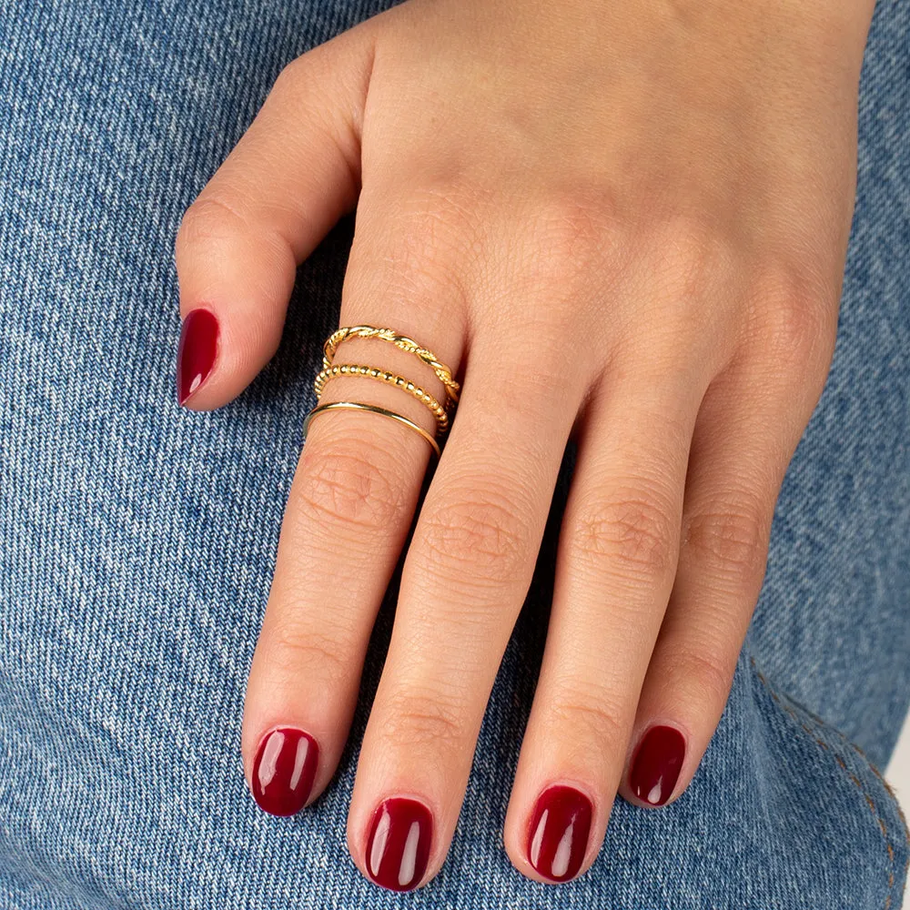 Beaded & Twisted Ring Combo Set