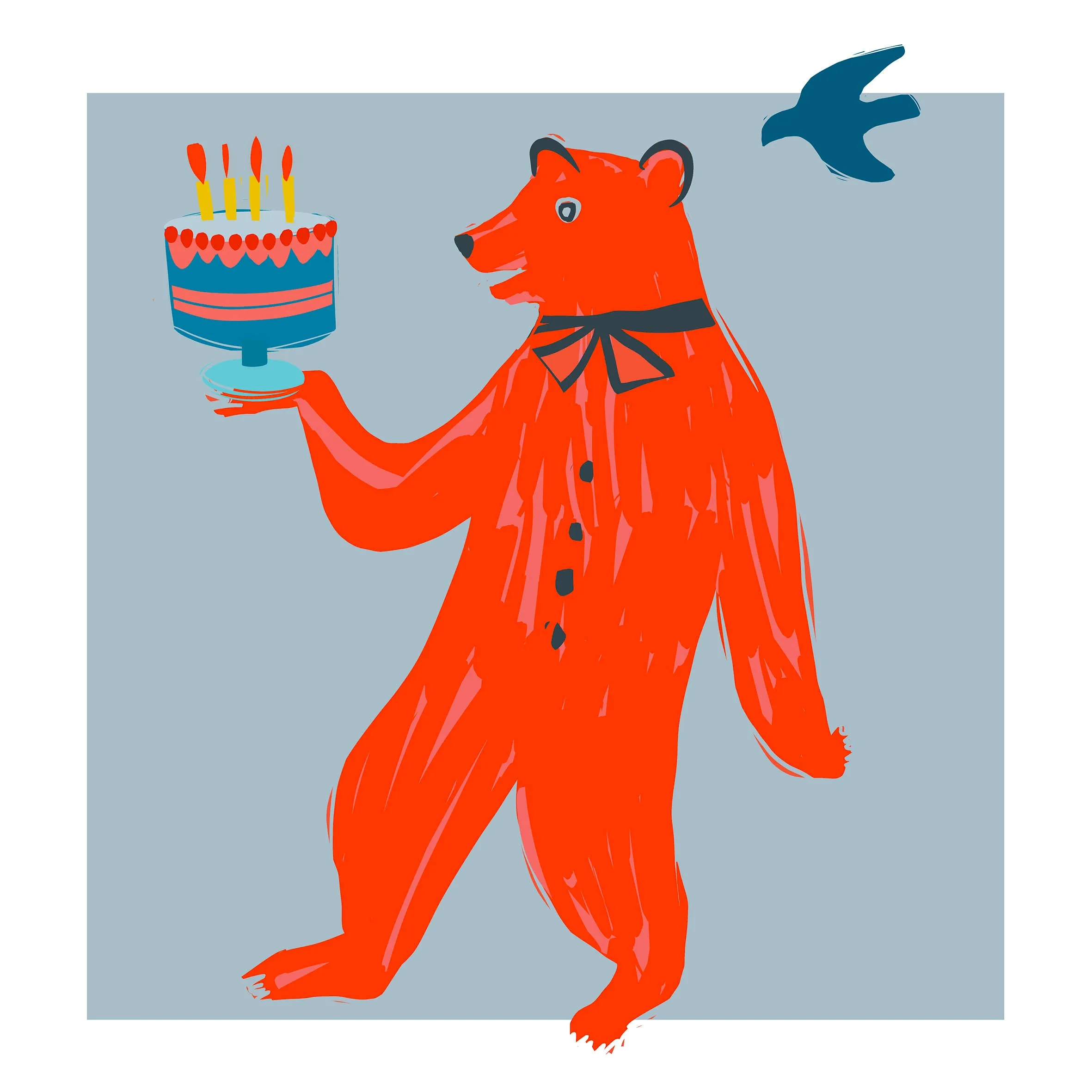 BEAR IN BLUE ORIGINAL  FINE ART GICLEE PRINT