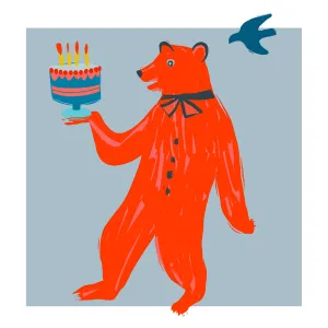 BEAR IN BLUE ORIGINAL  FINE ART GICLEE PRINT
