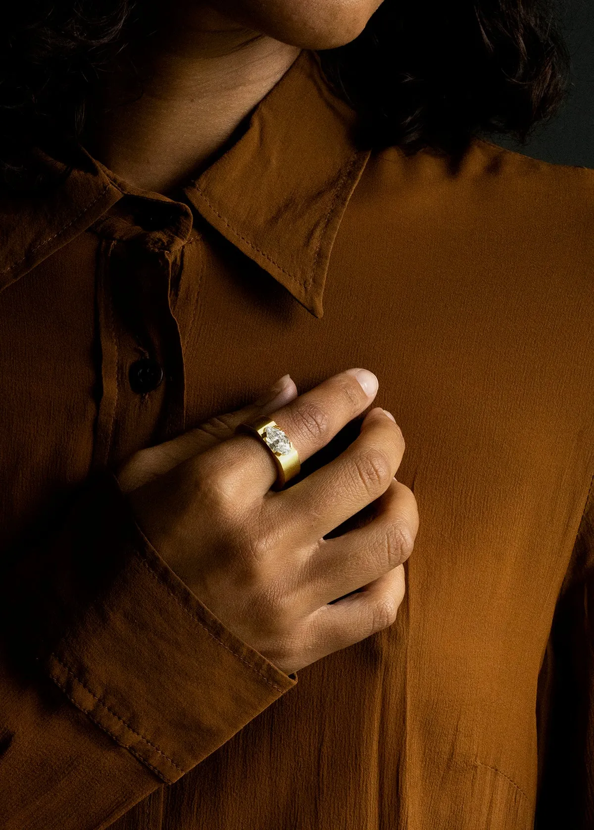 Bell & Bird Moval Cut Diamond Ring
