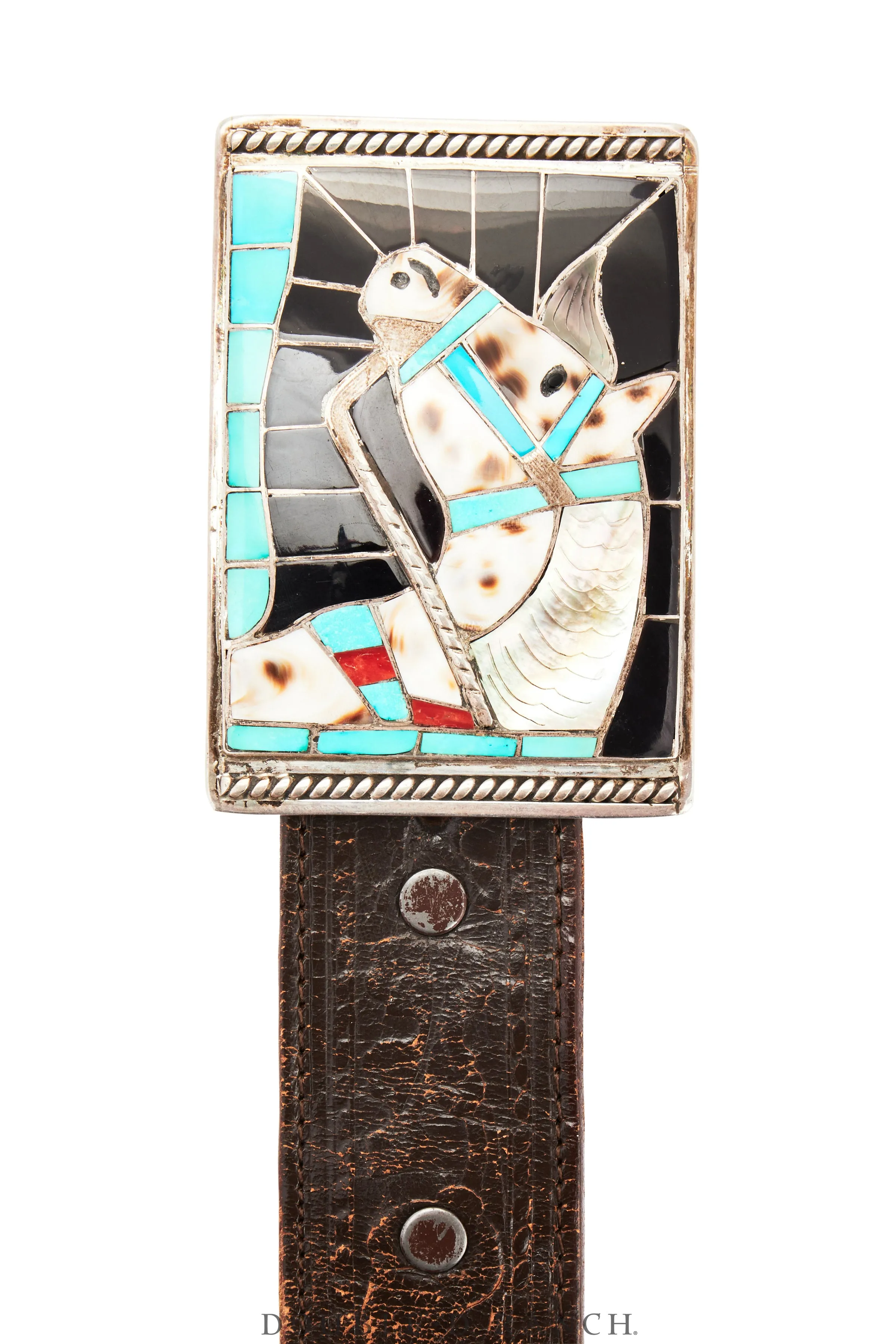 Belt,Inlay, Horse Profile, Palomino, Lincoln & Helen Zunie Hallmark, Vintage, 652