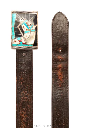 Belt,Inlay, Horse Profile, Palomino, Lincoln & Helen Zunie Hallmark, Vintage, 652