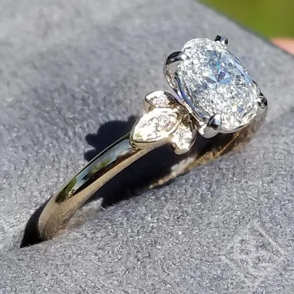 Ben Garelick Oval Cut Floral Leaf Diamond Engagement Ring