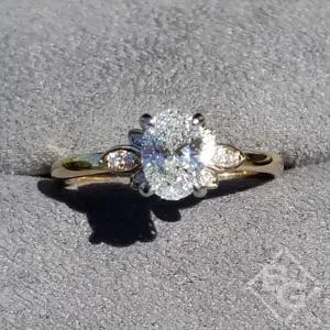 Ben Garelick Oval Cut Floral Leaf Diamond Engagement Ring