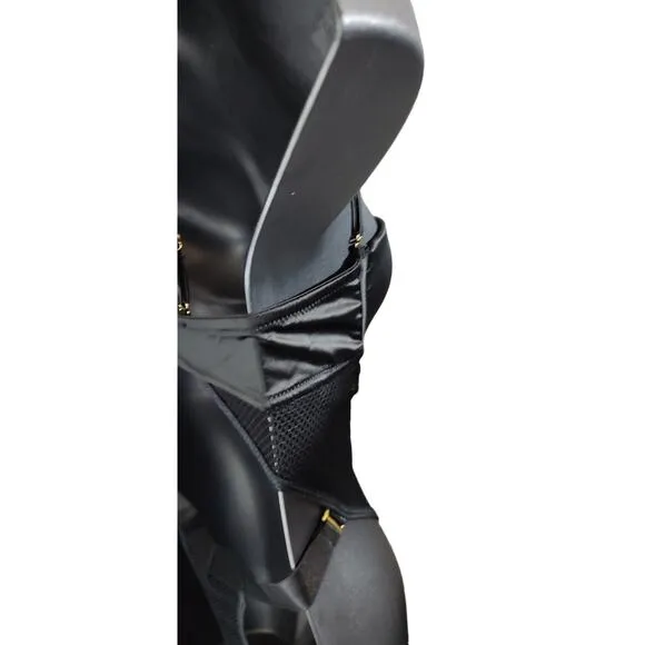 Bexley Satin and Fishnet Teddy Size Large Black New