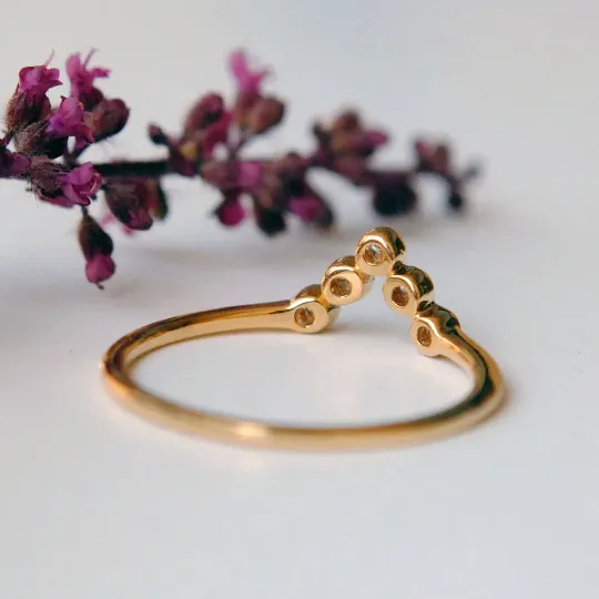 Bezel Diamond Dainty Stack Chevron V Ring READY to SHIP in US 6.25