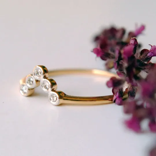 Bezel Diamond Dainty Stack Chevron V Ring READY to SHIP in US 6.25