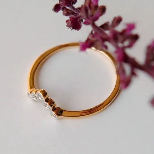 Bezel Diamond Dainty Stack Chevron V Ring READY to SHIP in US 6.25