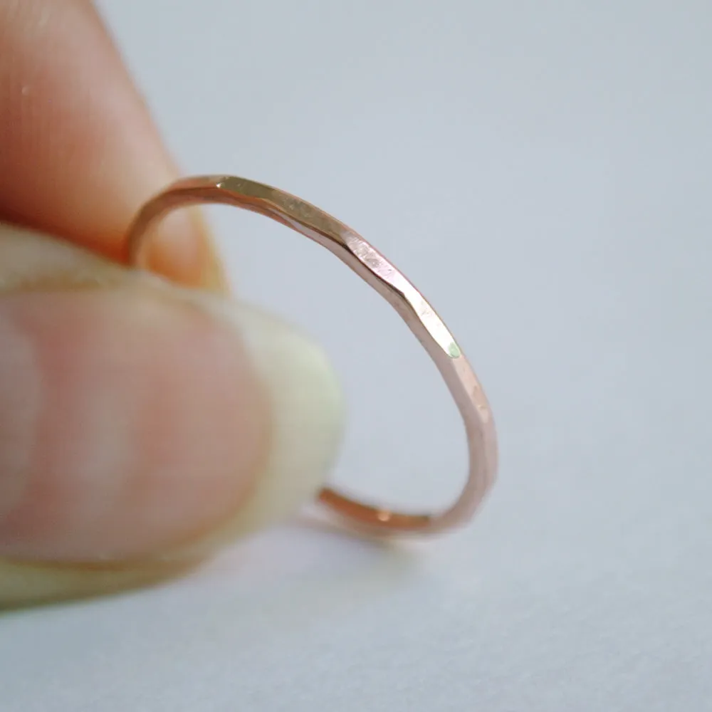 Bezel Set Minimal Champagne Diamond Engagement Ring with Hammered Band