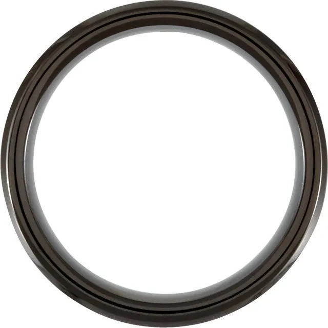 Black Cobalt 8mm Design Band with Rosewood Inlay