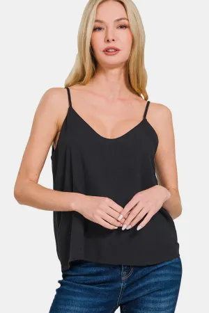 Black Two Layered Spaghetti Strap Cami