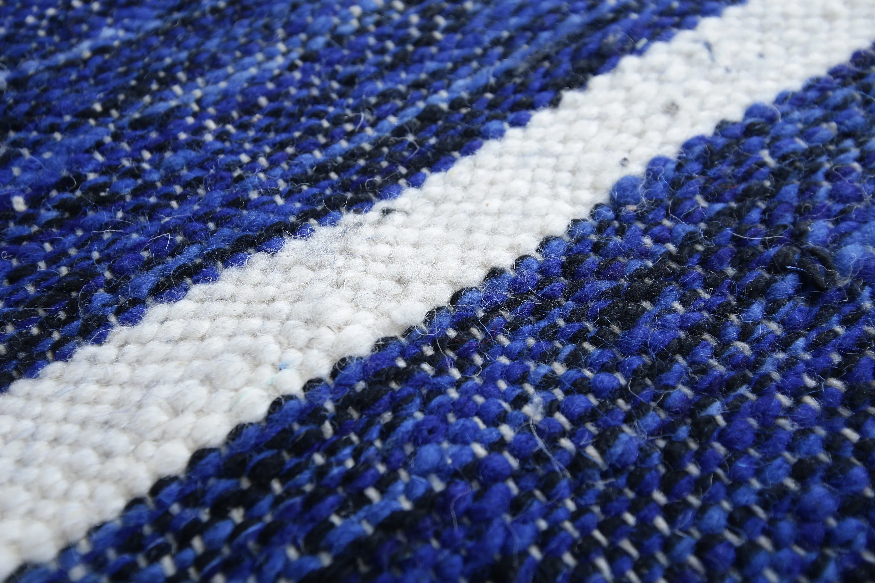 Blue rug - Flat woven wool kilim - Berber custom rug - Moroccan area rug