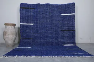 Blue rug - Flat woven wool kilim - Berber custom rug - Moroccan area rug