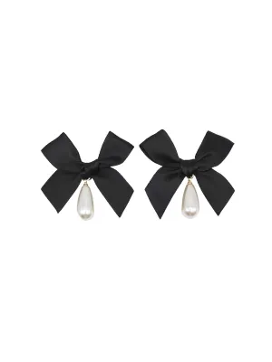 Bow Drop Pearl Earring