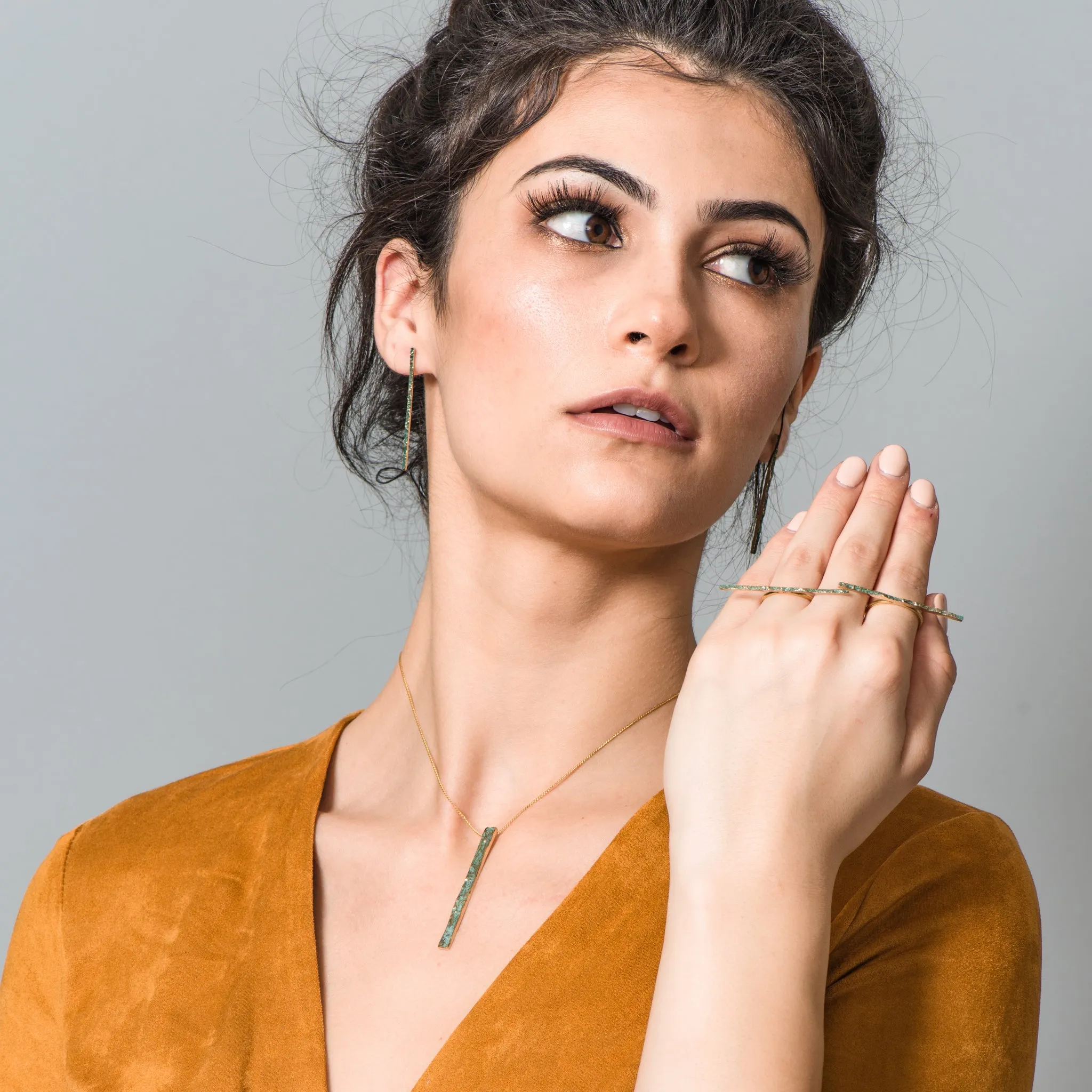 Brass with Patina Narrow Moss Ring