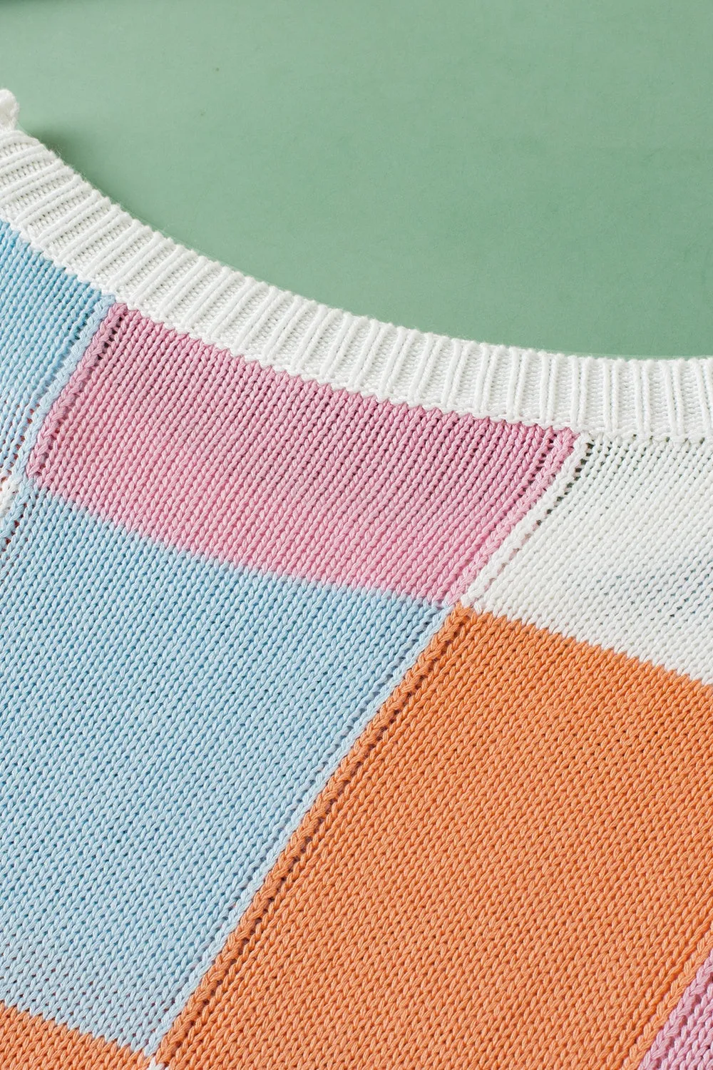 Bridger Color Block Round Neck Cap Sleeve Knit Top