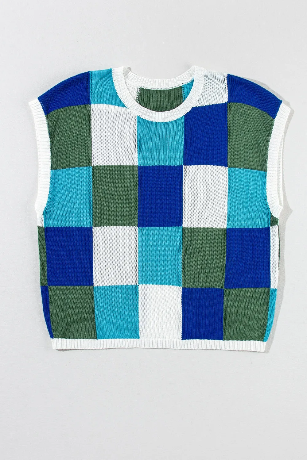 Bridger Color Block Round Neck Cap Sleeve Knit Top