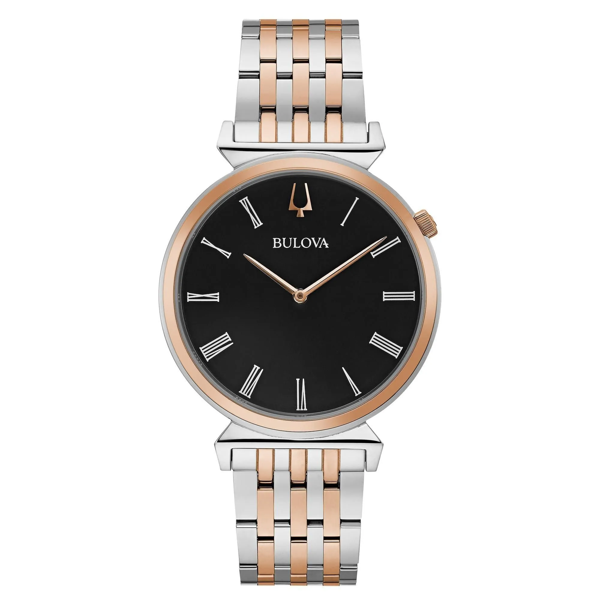 Bulova Men's Classic Regatta Black Dial Two-Tone Stainless Steel Watch 96A234