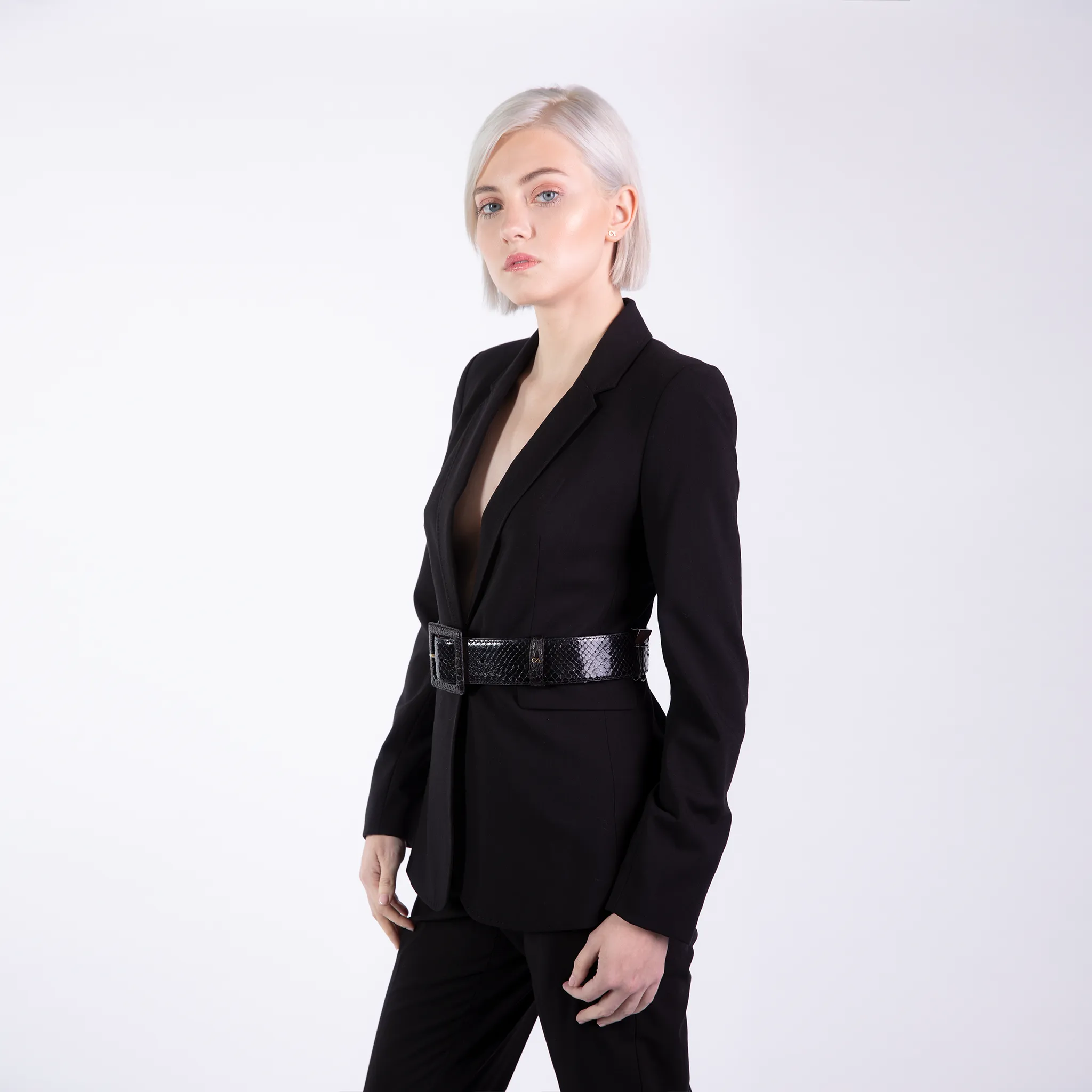CA Hampton Black Python Couture waist belt